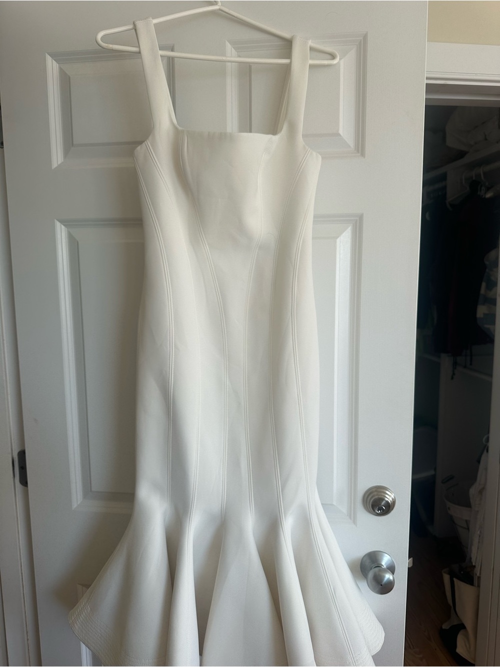 Acler White Square-Neck Mermaid Maxi Dress